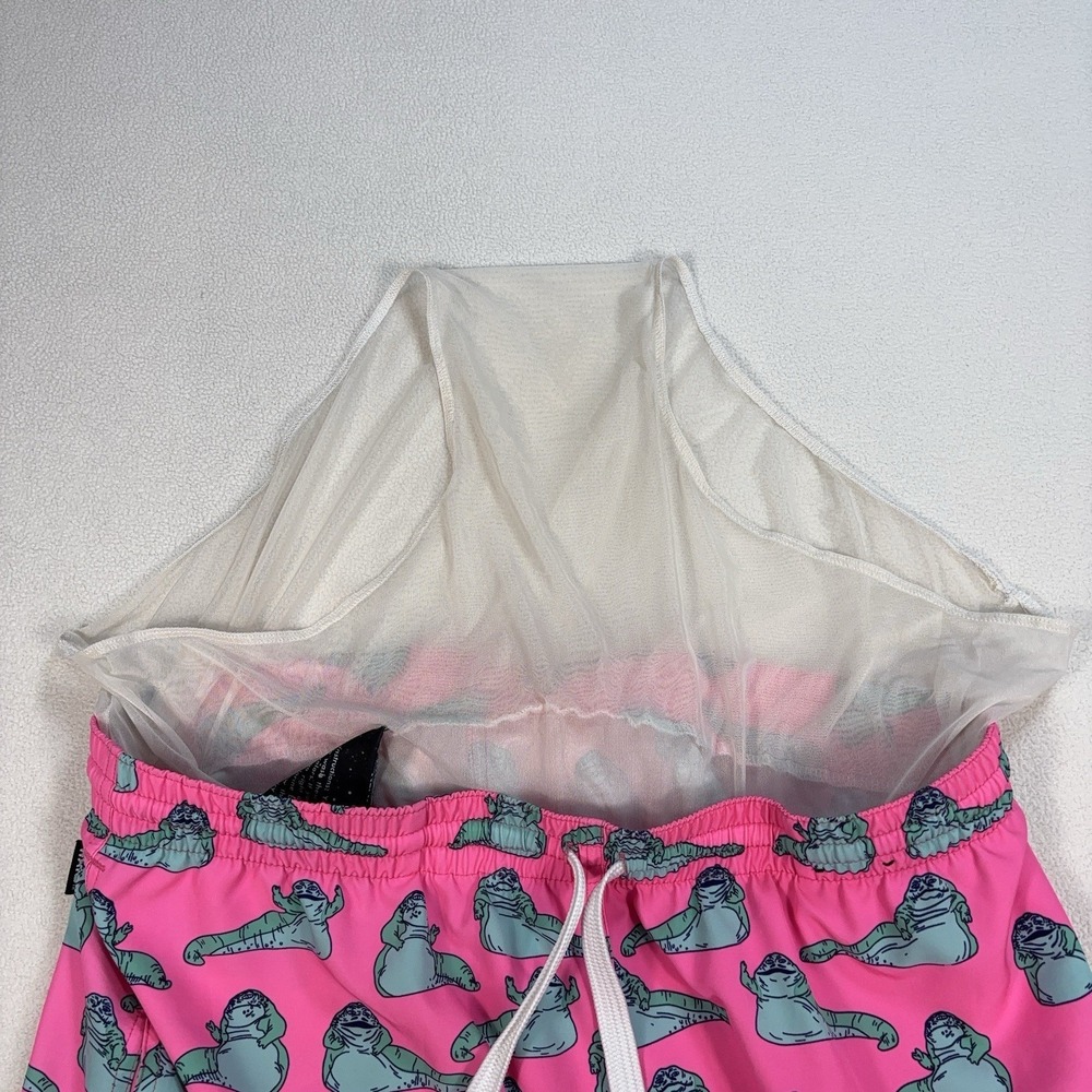 Chubbies Jabba The Hutt Swim Trunks Mens XL Pink Mesh Lined Drawstring Star Wars - Picture 9 of 16